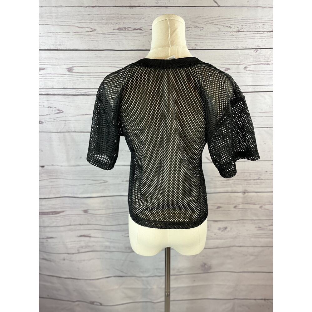 Vintage Spartans Football Mesh Jersey Crop Top Youth Medium Black Graphic Tee - Picture 4 of 5